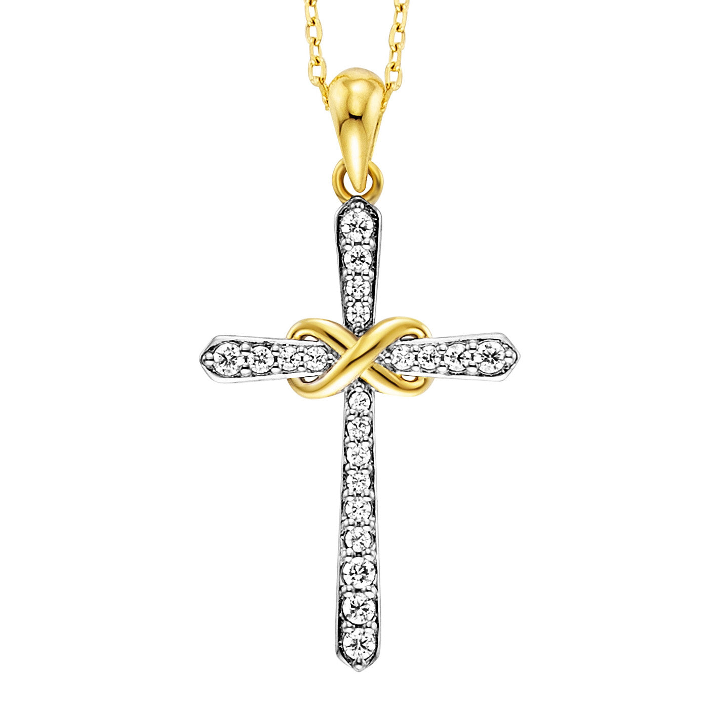 julie-julsen-infinity-cross-kette-mit-anh-nger-silber-vergoldet-mit-6-wei-en-zir image 3