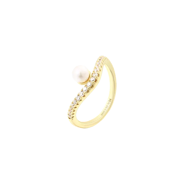 xenox-pearl-sea-ring-925-sterlingsilber-18k-vergoldung-mit-perle-zirkonia image 1