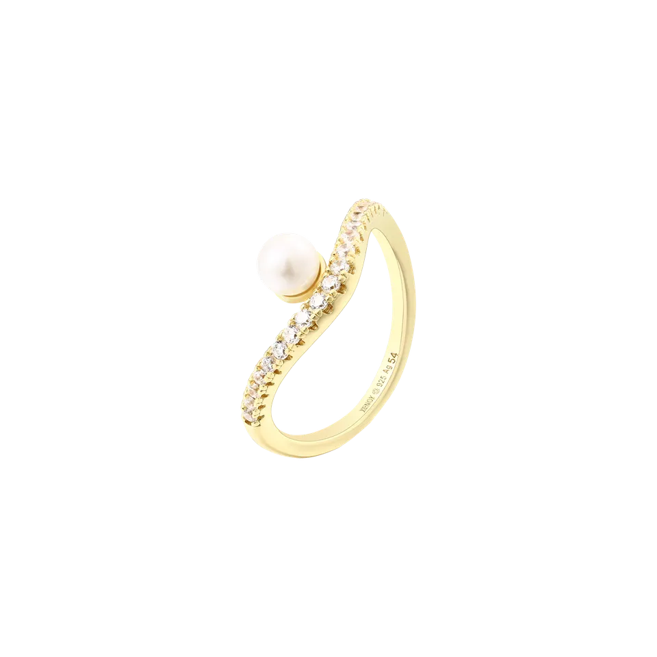 xenox-pearl-sea-ring-925-sterlingsilber-18k-vergoldung-mit-perle-zirkonia image 1