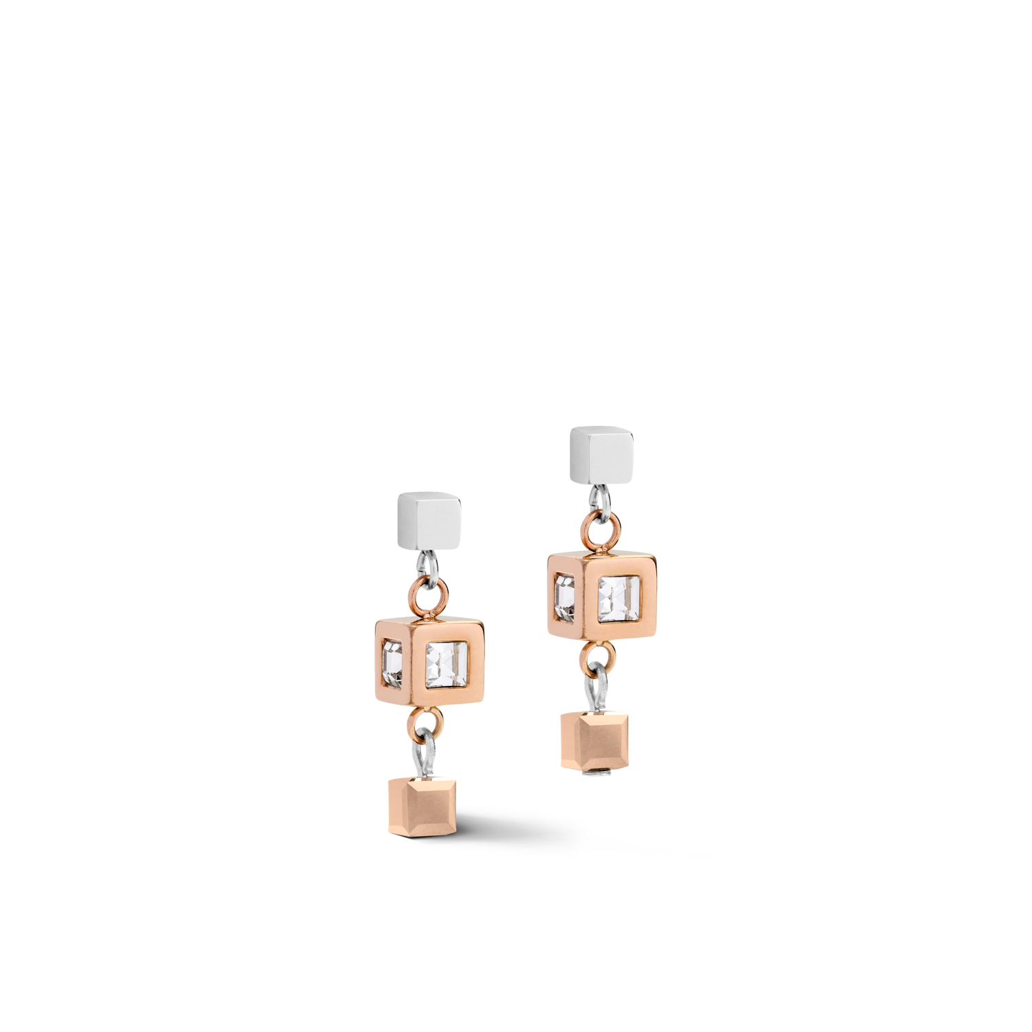 coeur-de-lion-geocube-cluster-ohrringe-ros-gold-mit-swarovski-kristallen image 1
