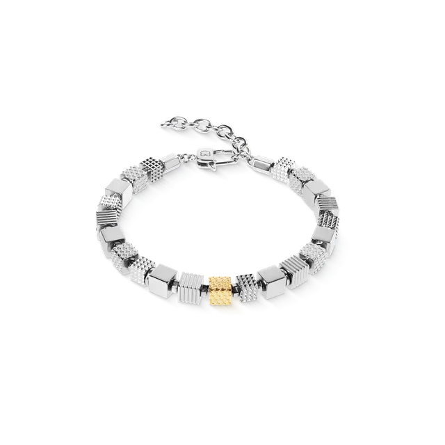 coeur-de-lion-geocube-armband-edelstahl-cubes-graphic-relief-edelstahl-gold image 1