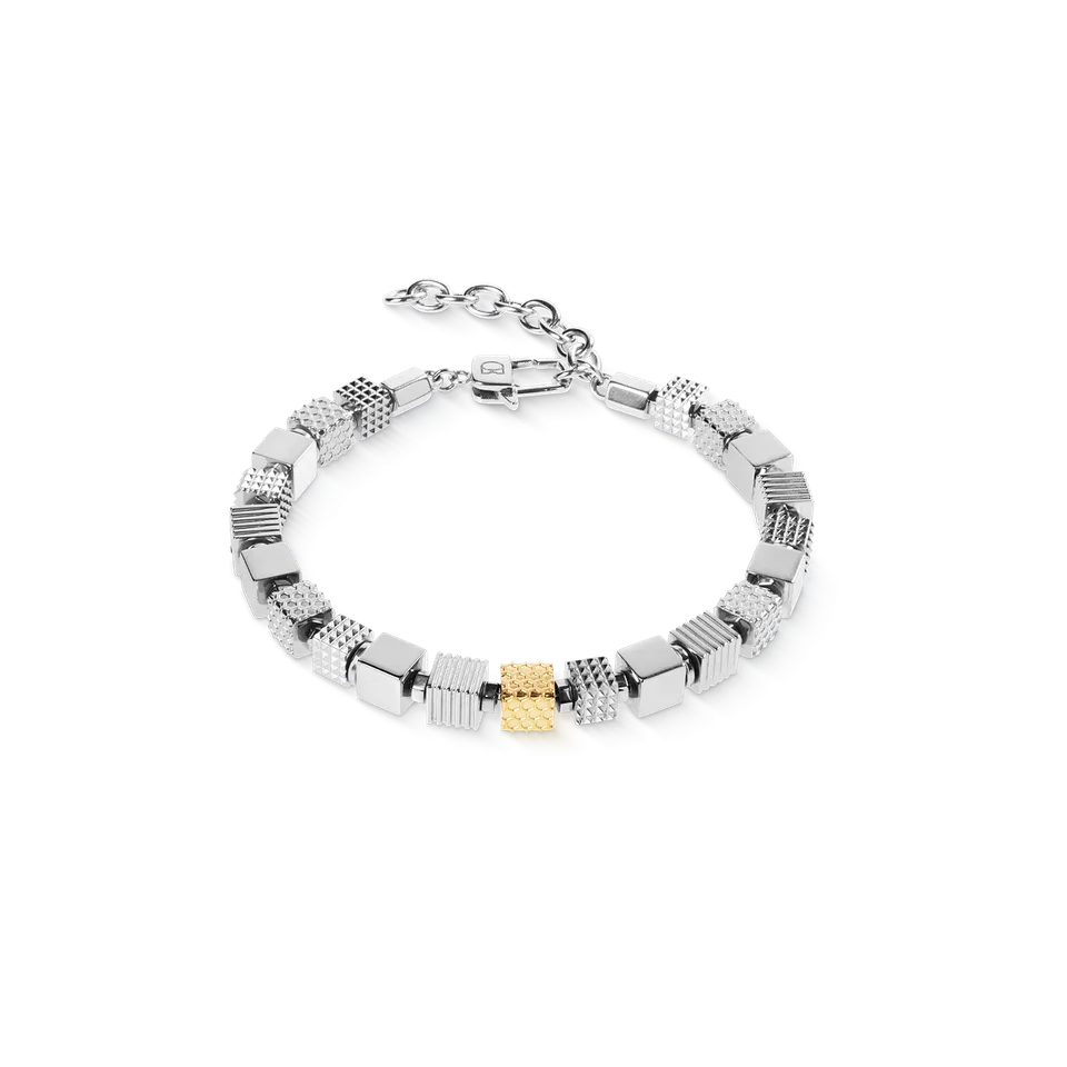 coeur-de-lion-geocube-armband-edelstahl-cubes-graphic-relief-edelstahl-gold image 1