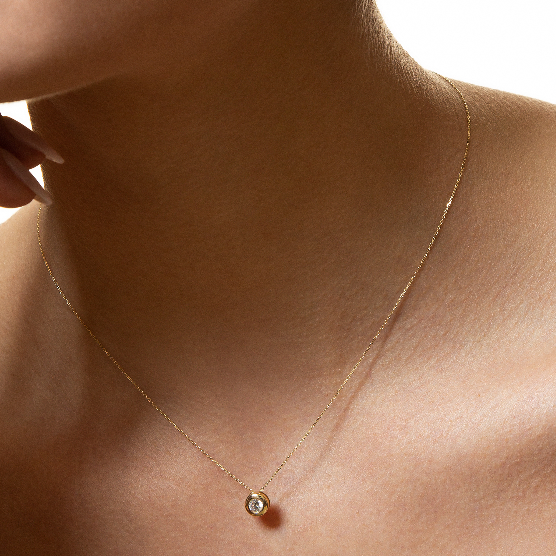 xenox-fine-zarge-midi-bold-halskette-585-gelbgold-4-mm-zirkonia image 2
