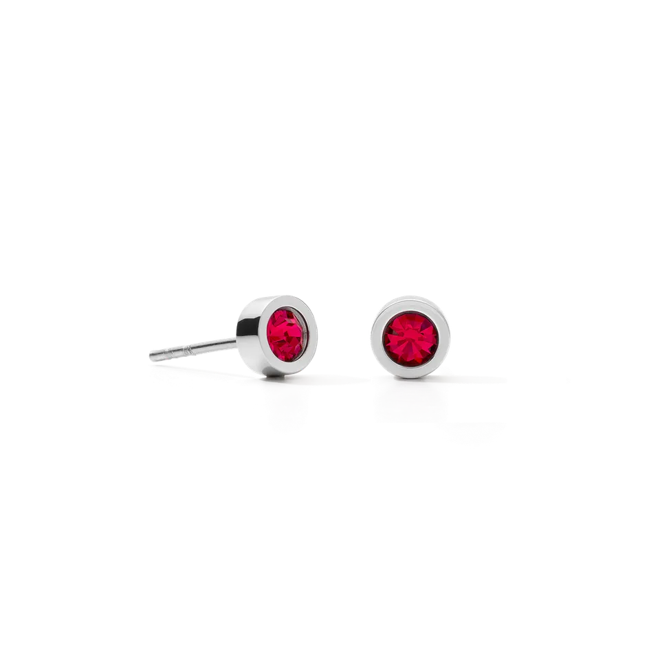 coeur-de-lion-iconic-ohrstecker-sparkling-dot-silber-rot-0-5-cm image 1