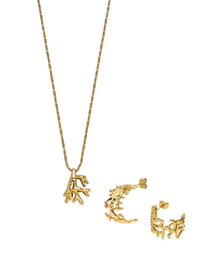purelei-mahina-club-coral-set-14k-vergoldeter-edelstahl-kette-50-55-cm-creolen image 1