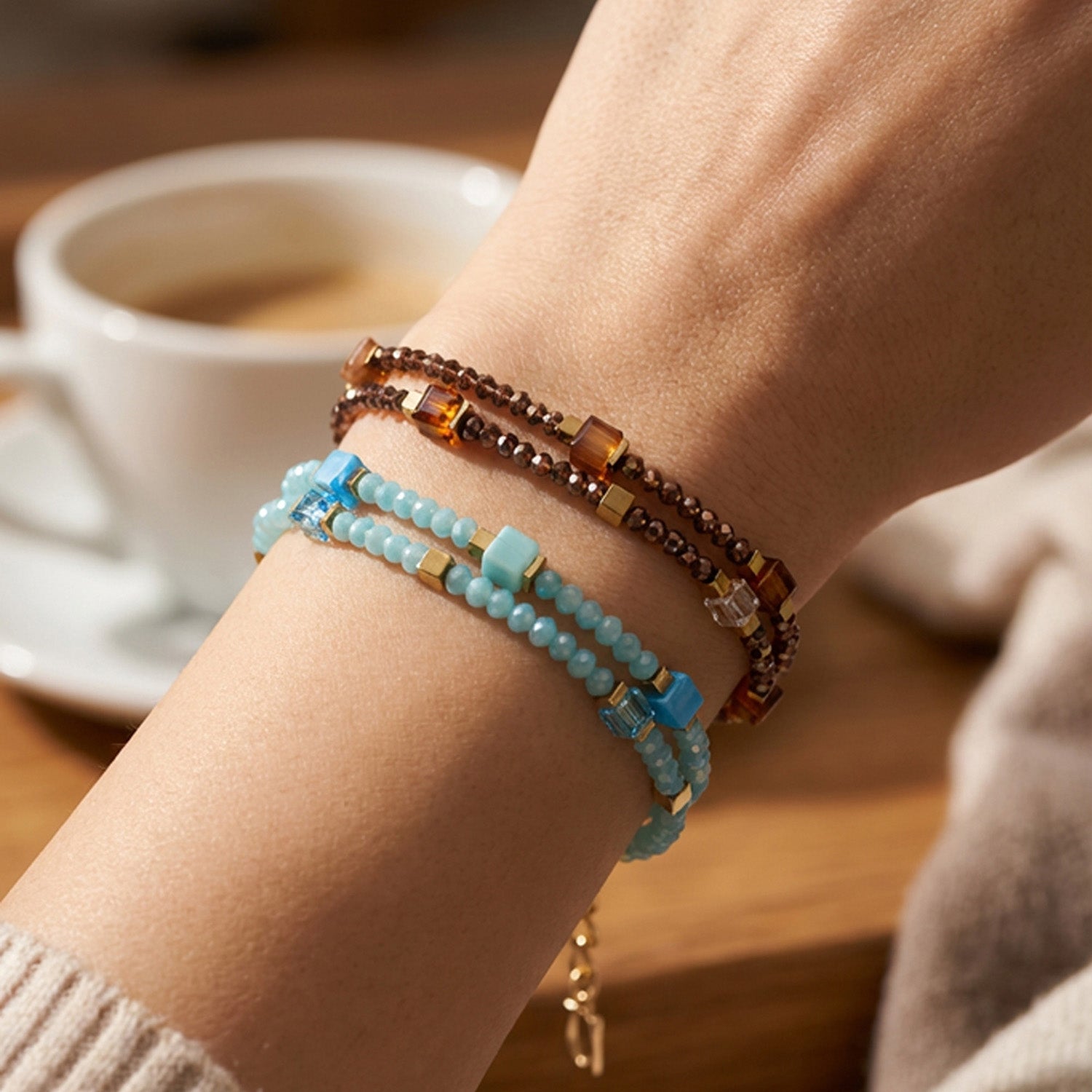 coeur-de-lion-joyful-colours-flex-armband-gold-braun image 3