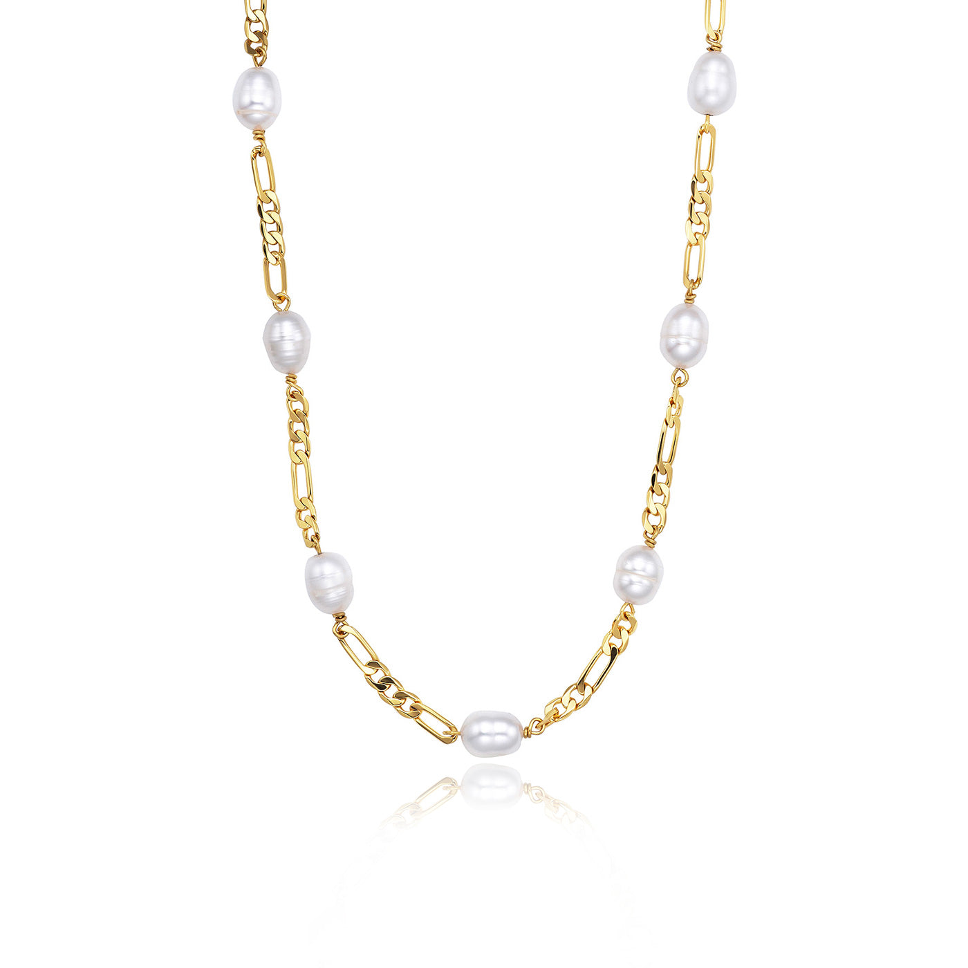 julie-julsen-figarokette-pearls-silber-vergoldet-mit-9-wei-en-s-wasserperlen image 1