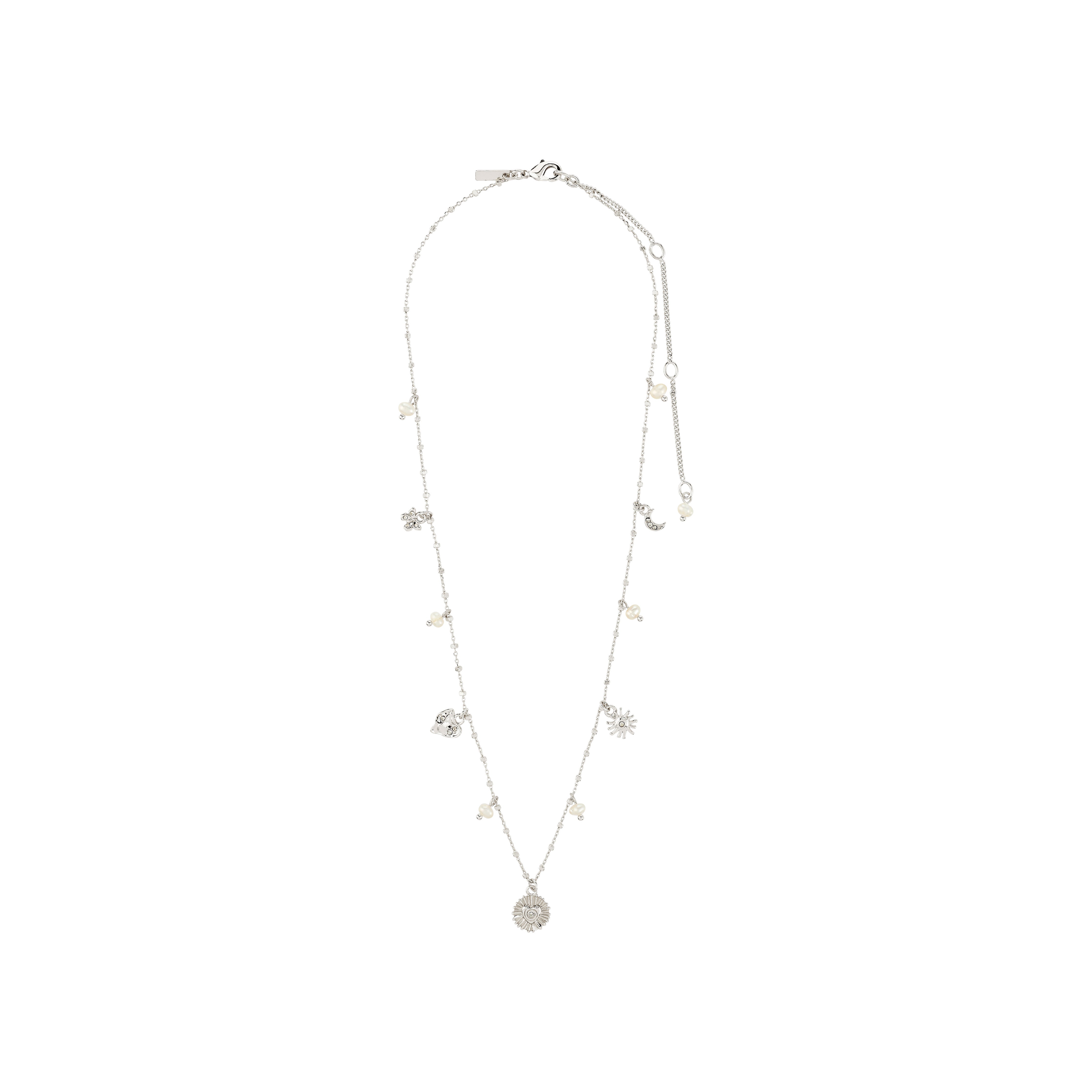 pilgrim-mylan-charm-halskette-versilbert-38-cm-9-cm-mit-sonne-mond-herz-perlen image 5