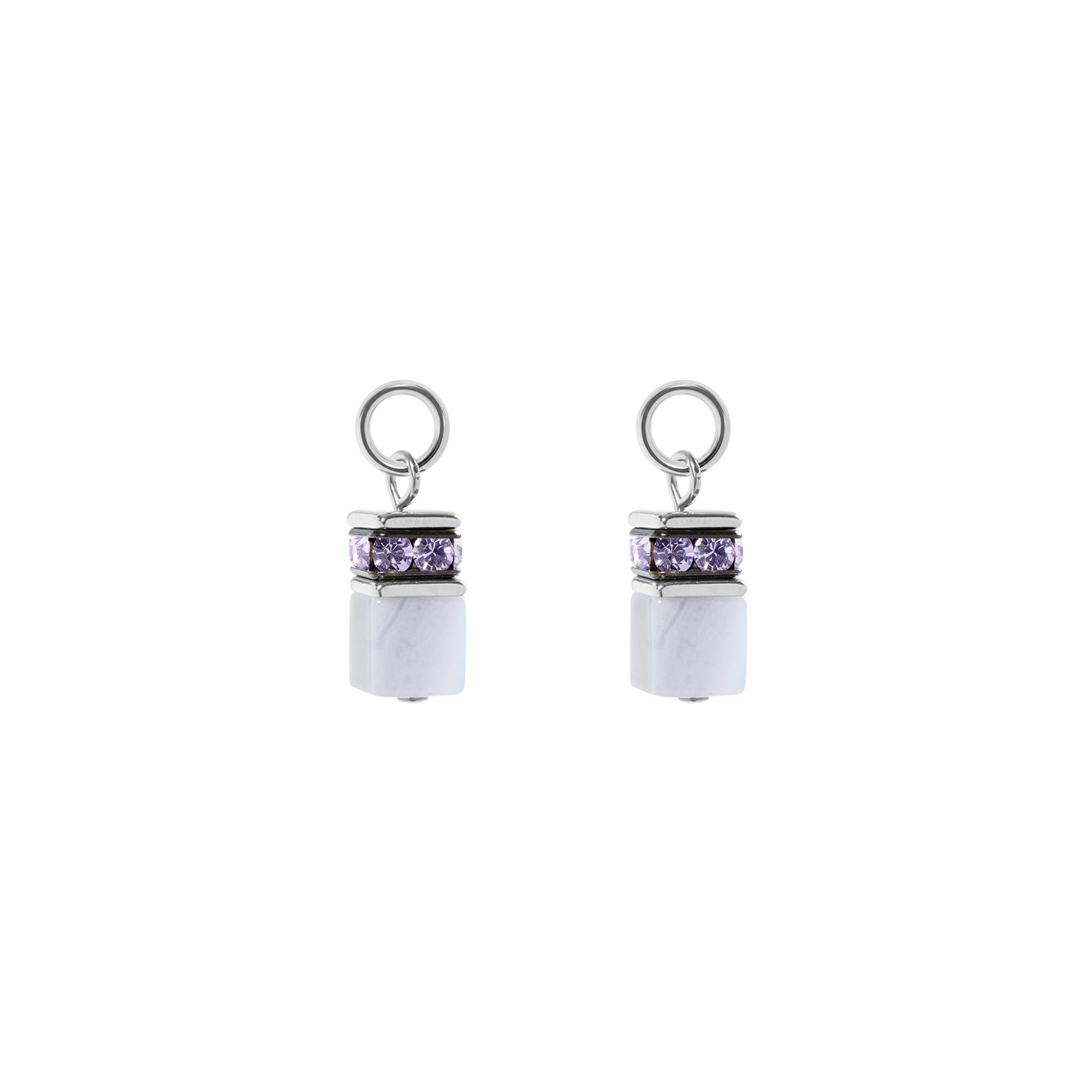 coeur-de-lion-ear-me-up-charm-geocube-silber-hellblau-chalzedon-kristalle image 1