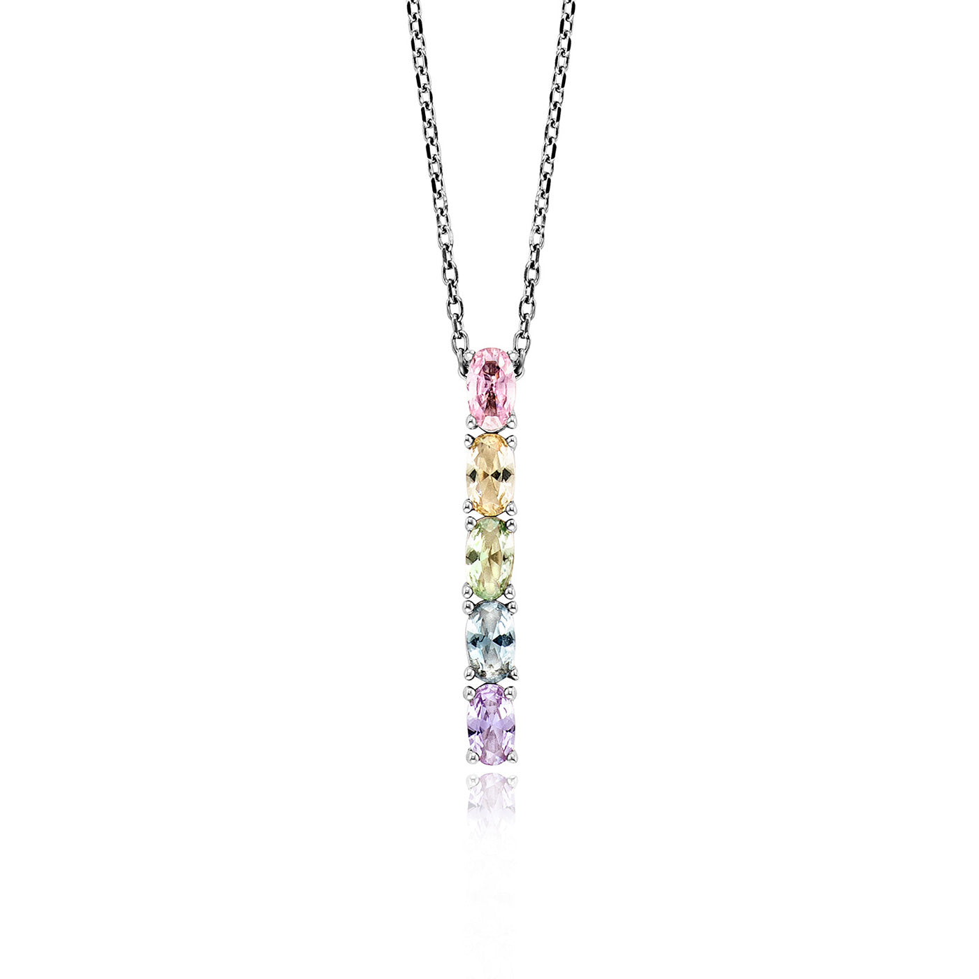 julie-julsen-crystal-line-kette-mit-anh-nger-silber-rhodiniert-mit-5-bunten-zirk image 1