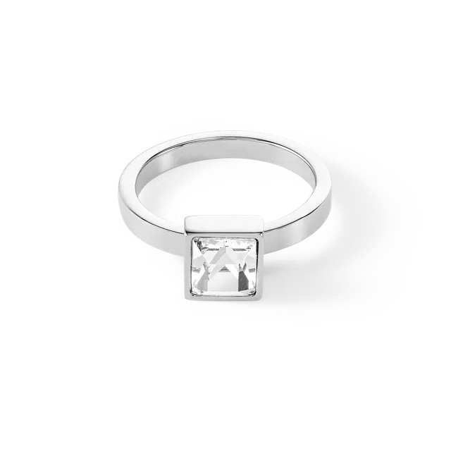 coeur-de-lion-brilliant-square-big-ring-silber-mit-kristall-edelstahlring image 1