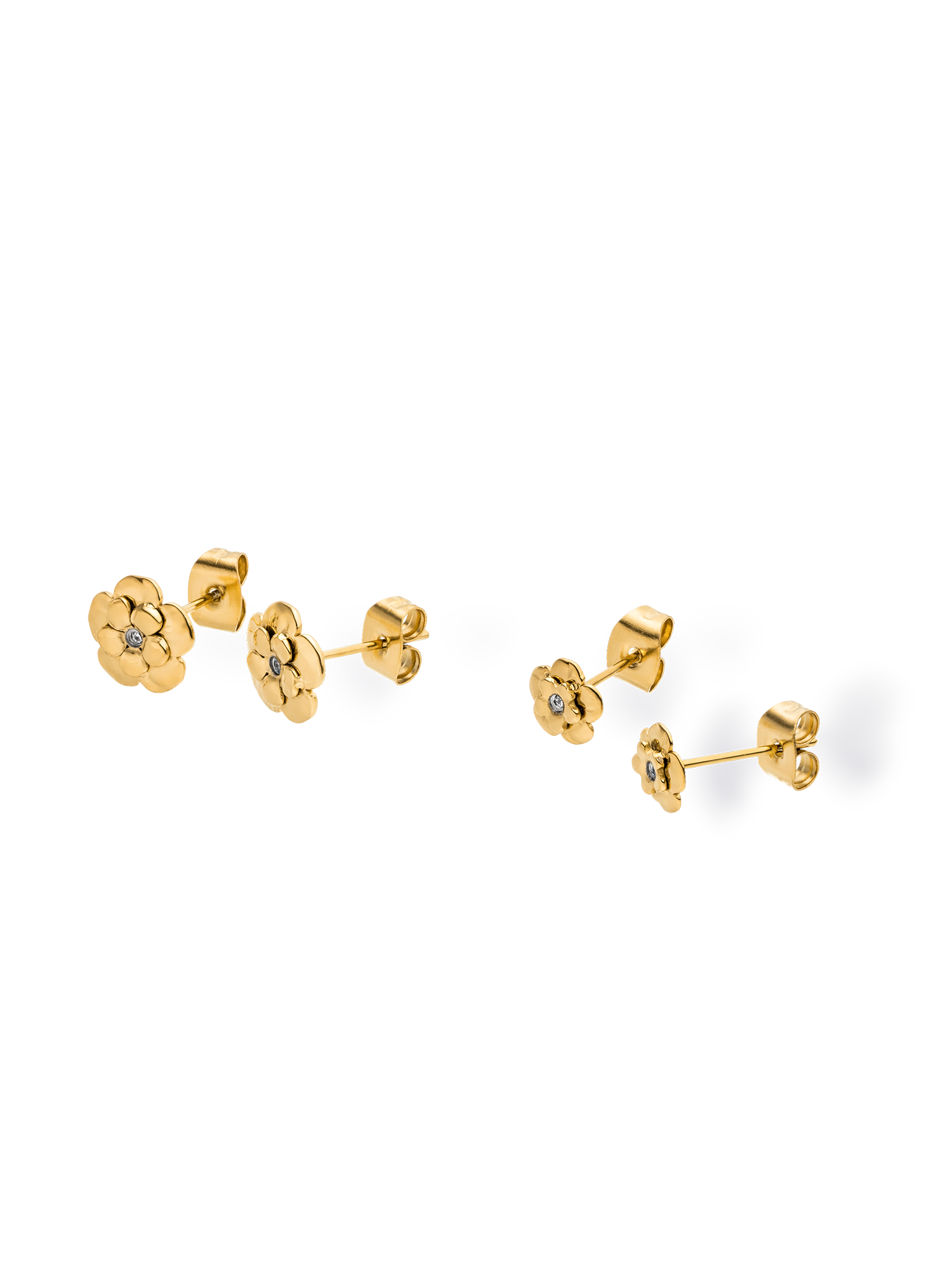 purelei-flower-ohrringe-set-2-paar-ohrstecker-mit-zirkonia-6-5-mm-und-9-mm image 1