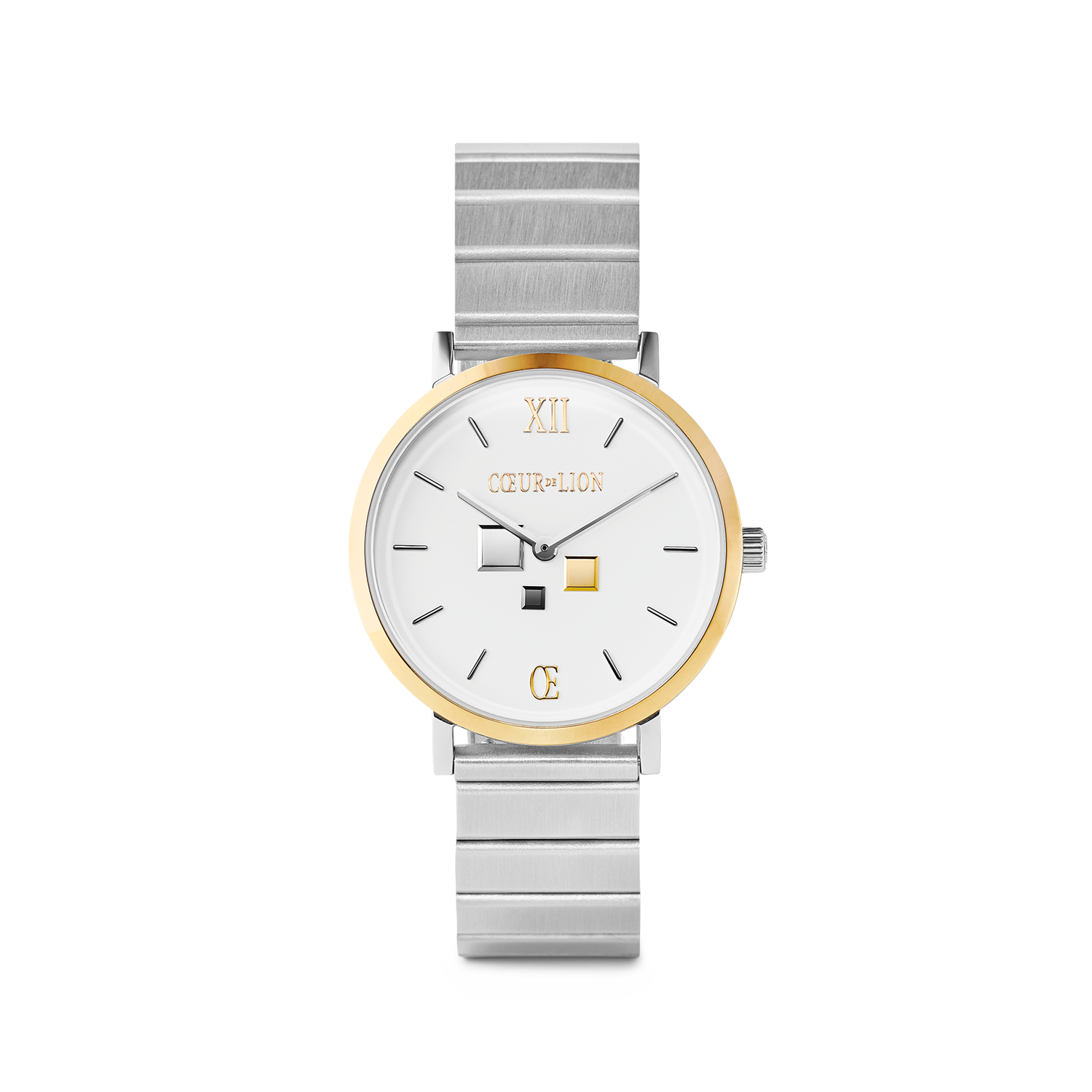 coeur-de-lion-uhr-rund-brilliant-white-bicolor-edelstahl-silber image 1