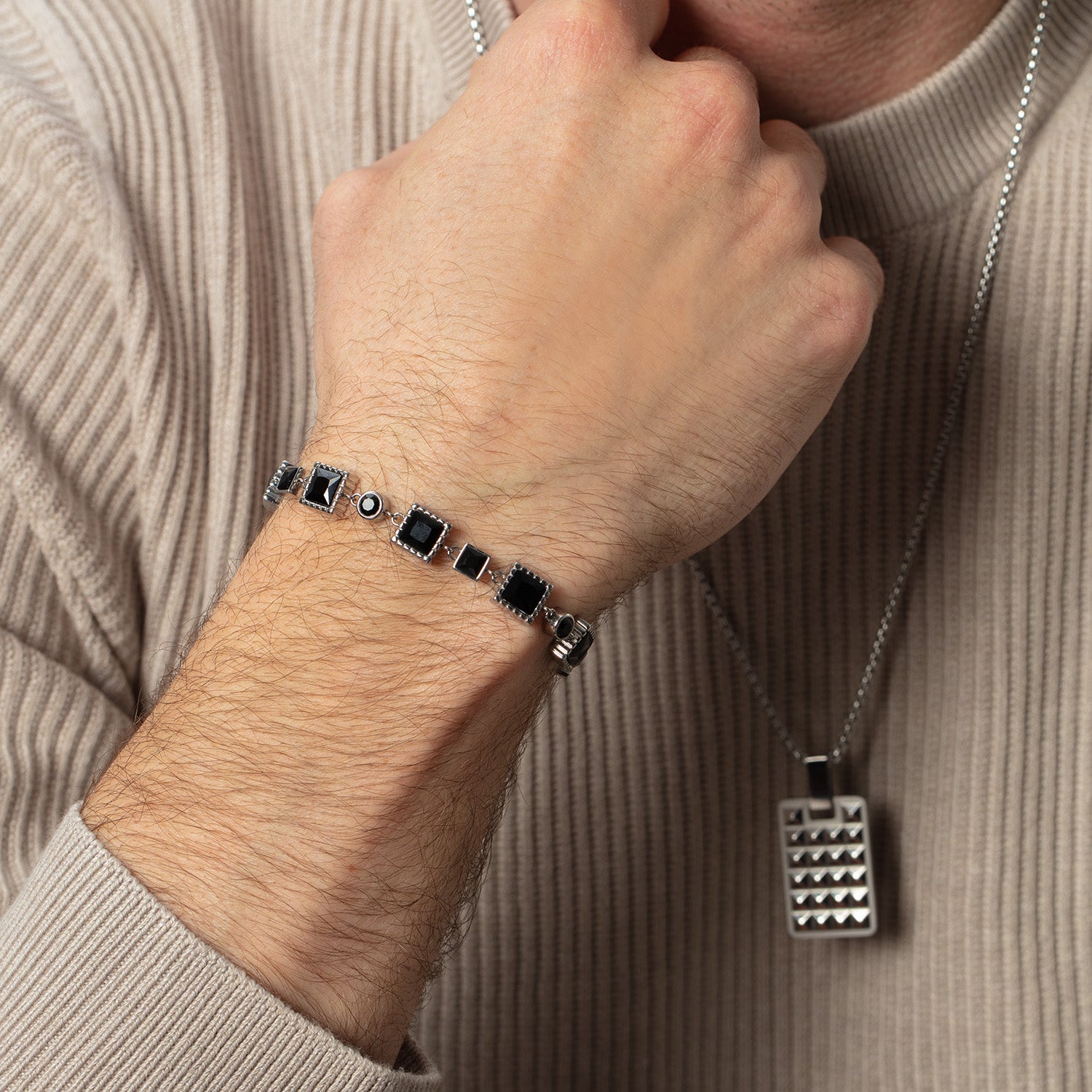 coeur-de-lion-armband-geometry-spinell-edelstahl-silber-schwarz image 3