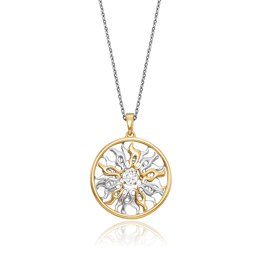 julie-julsen-dancing-stone-kette-sonne-bicolor-silber-925-vergoldet-mit-zirkonia image 1