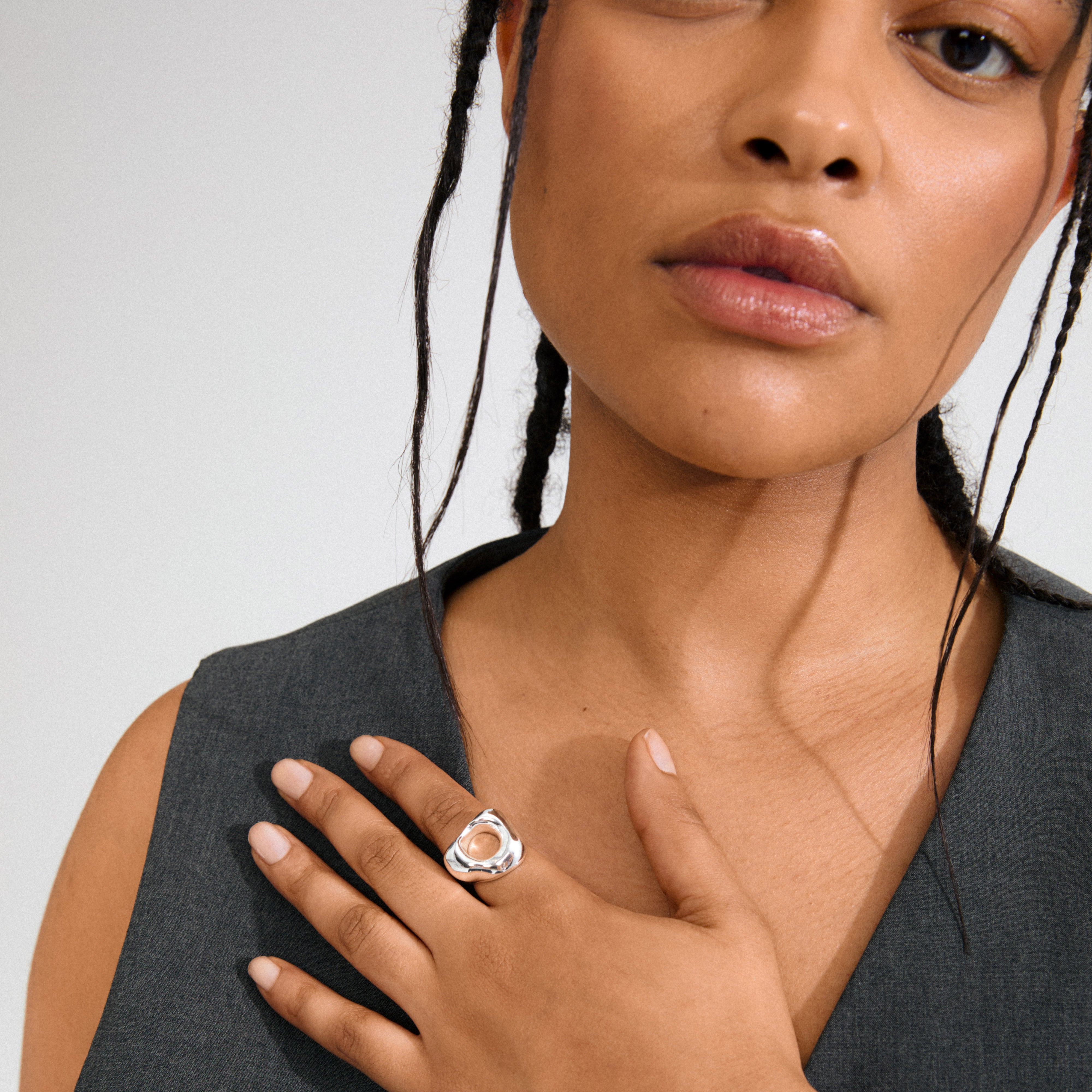 pilgrim-free-ring-versilbert-organischer-statement-ring-verstellbar image 2