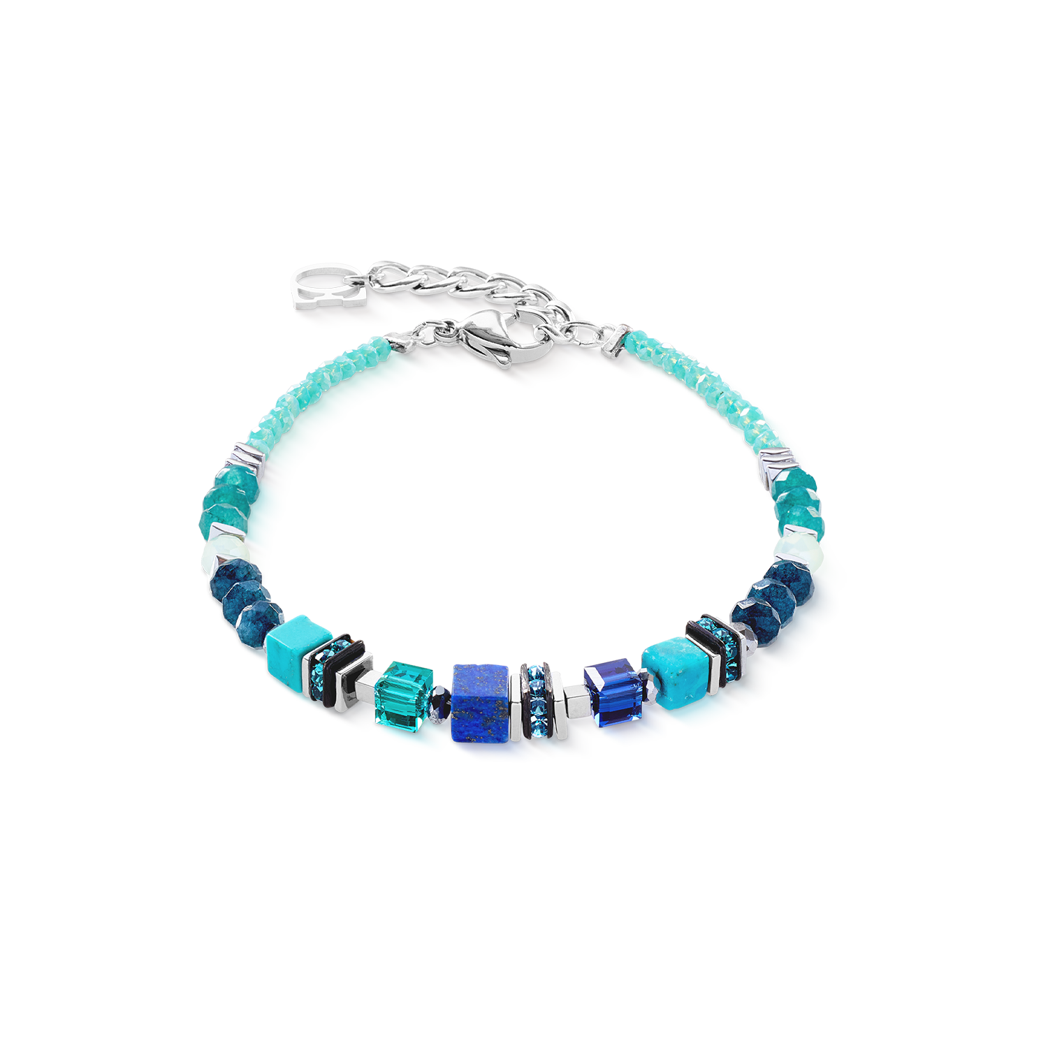 coeur-de-lion-wave-precious-flow-armband-silber-teal-edelstein image 1