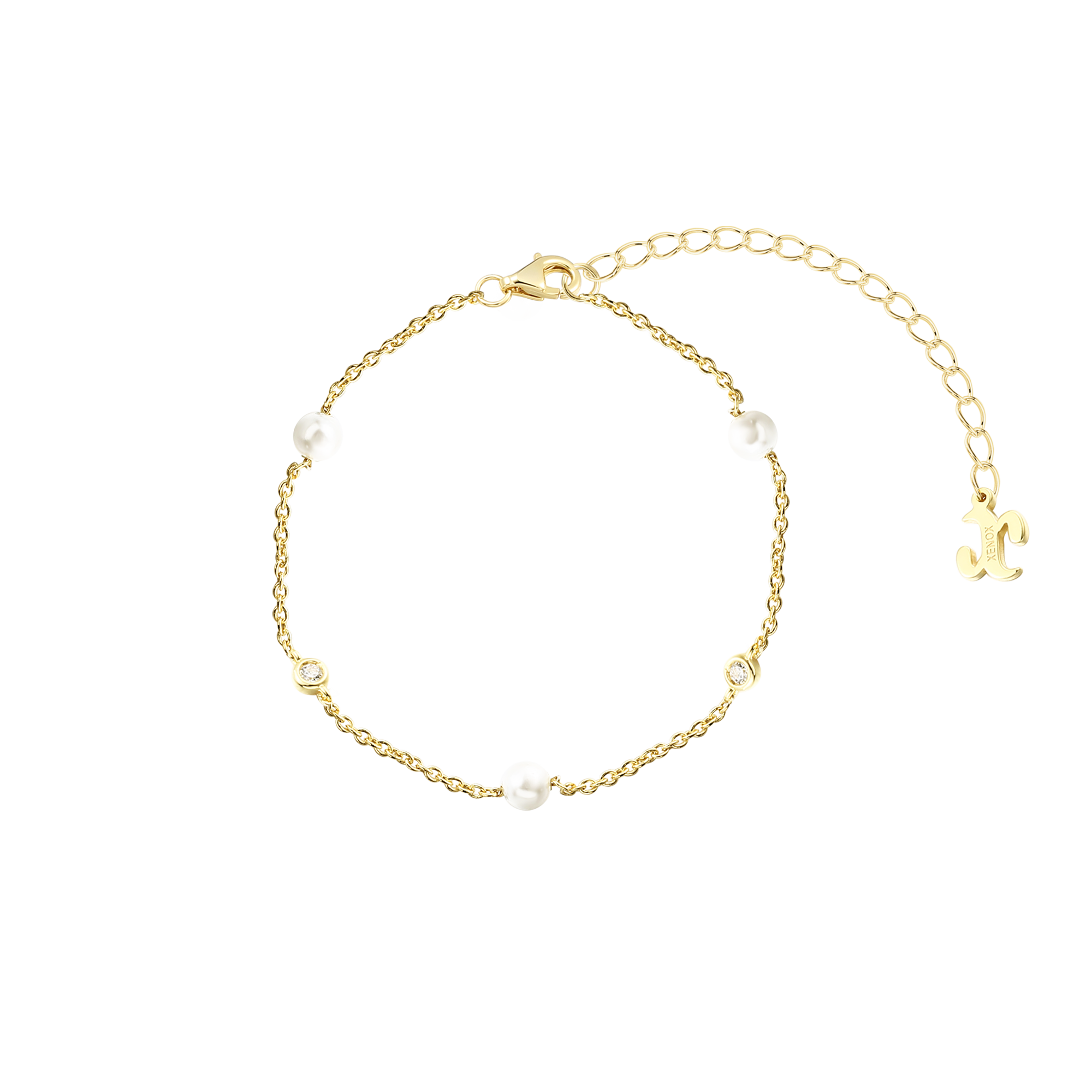 xenox-pearl-sea-armband-925-sterlingsilber-18k-vergoldet-perlen-armband-mit-zirk image 1