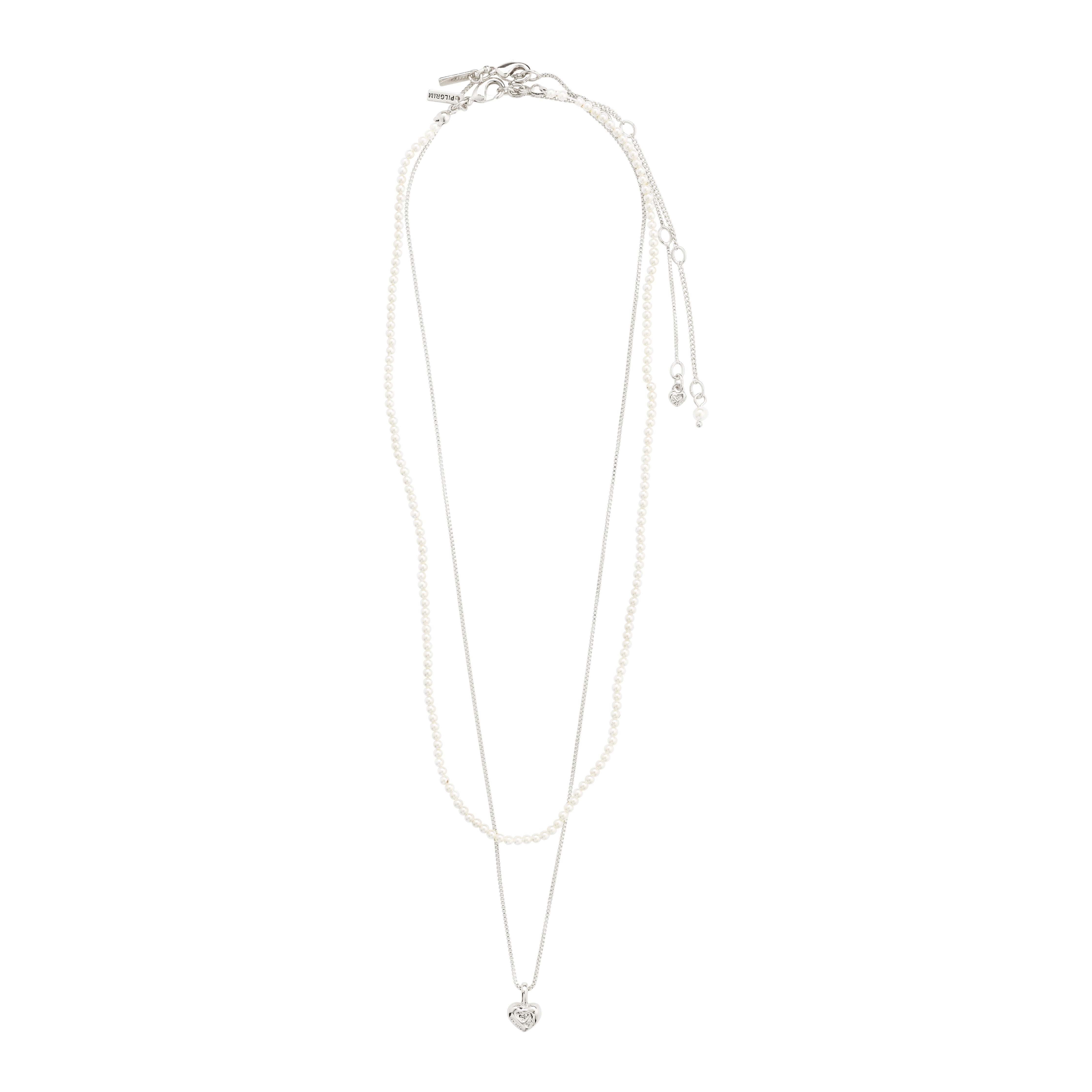 pilgrim-arlet-halskette-2-in-1-set-versilbert-mit-herz-und-perlen image 4