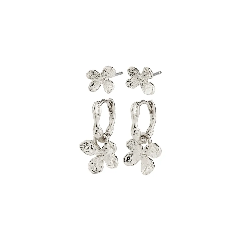 pilgrim-ajani-ohrring-set-2-in-1-versilbert-mit-bl-ten-charms image 1