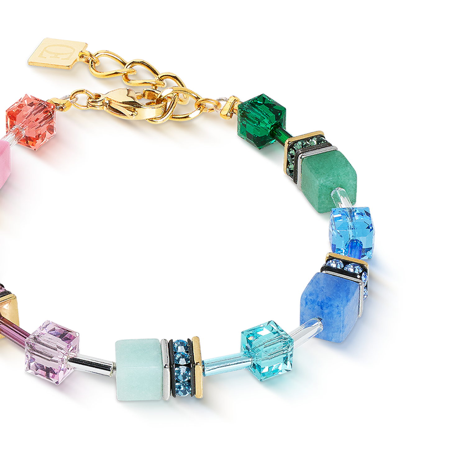 coeur-de-lion-geocube-iconic-precious-armband-rainbow-gold image 2