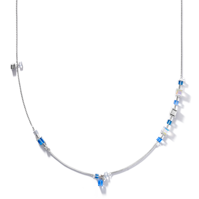coeur-de-lion-halskette-geocube-chain-long-silber-blau-edelstahl-316l-kristalle image 2