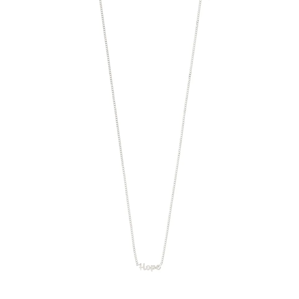 pilgrim-hope-halskette-versilbert-mit-schrift-anh-nger-38-cm-9-cm image 1