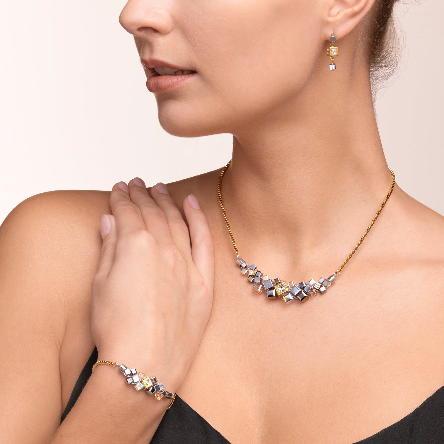 coeur-de-lion-armband-geocube-cluster-gold-silber image 4