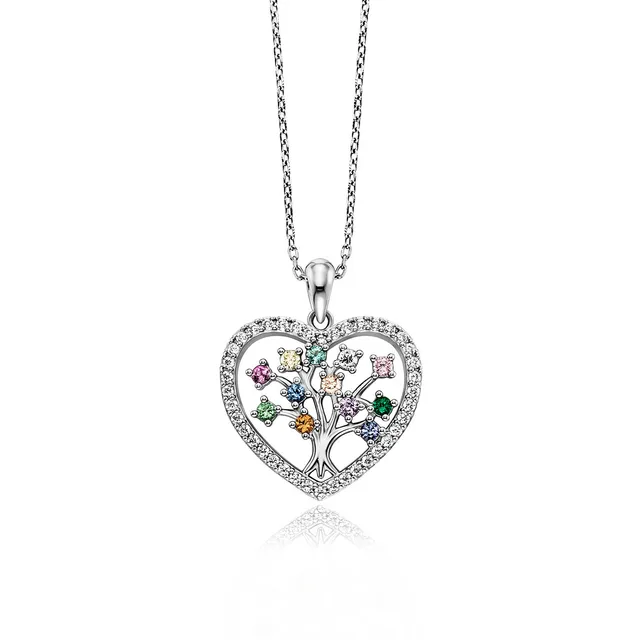 julie-julsen-hearttree-kette-mit-anh-nger-silber-925-rhodiniert-mit-52-bunten-zi image 1