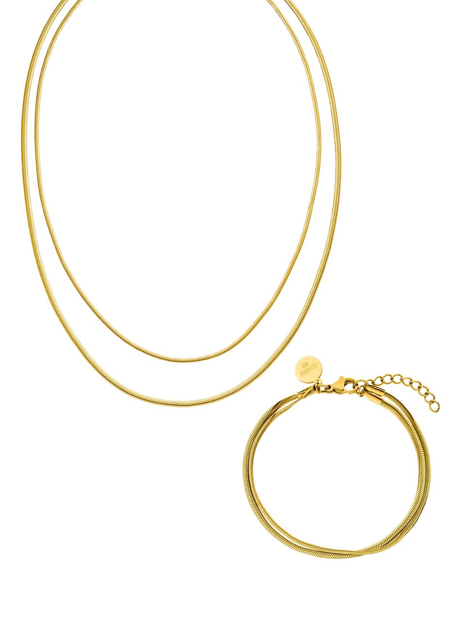purelei-two-layers-set-zweilagige-schlangenkette-armband-gold-silber-ros-gold image 1