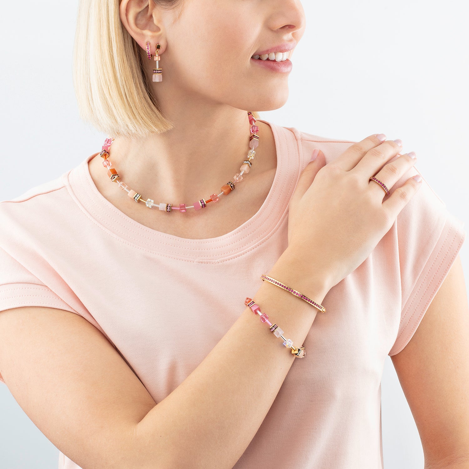 coeur-de-lion-geocube-iconic-precious-armband-rosa-orange image 4