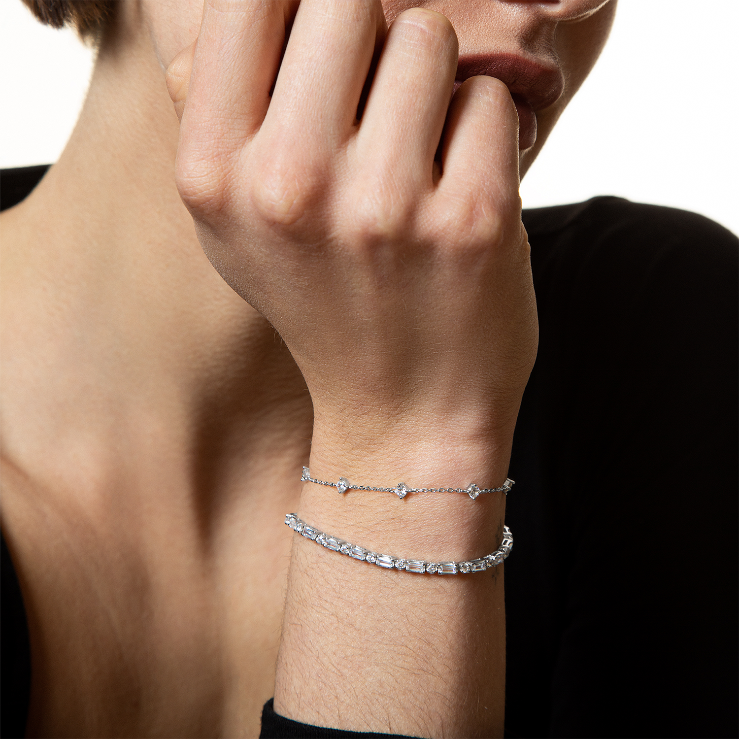 xenox-tennisarmband-925-sterlingsilber-rhodiniert-zirkonia-rund-und-eckig image 3