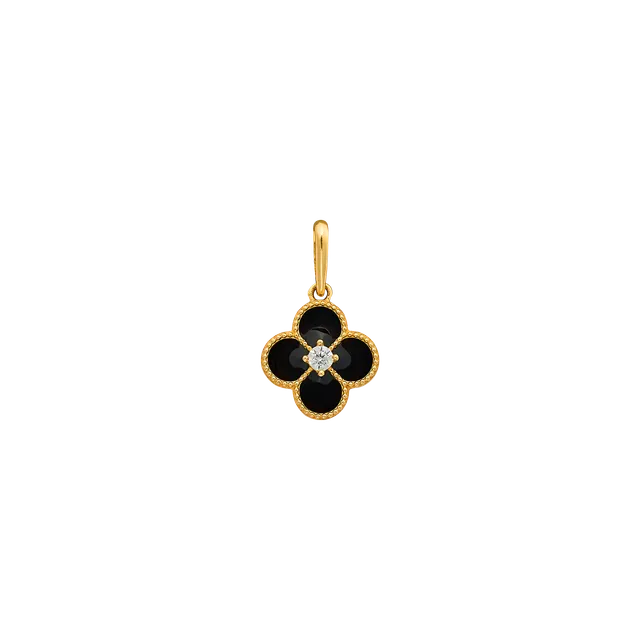 xenox-fine-clover-noir-anh-nger-585-gelbgold-mit-zirkonia image 1