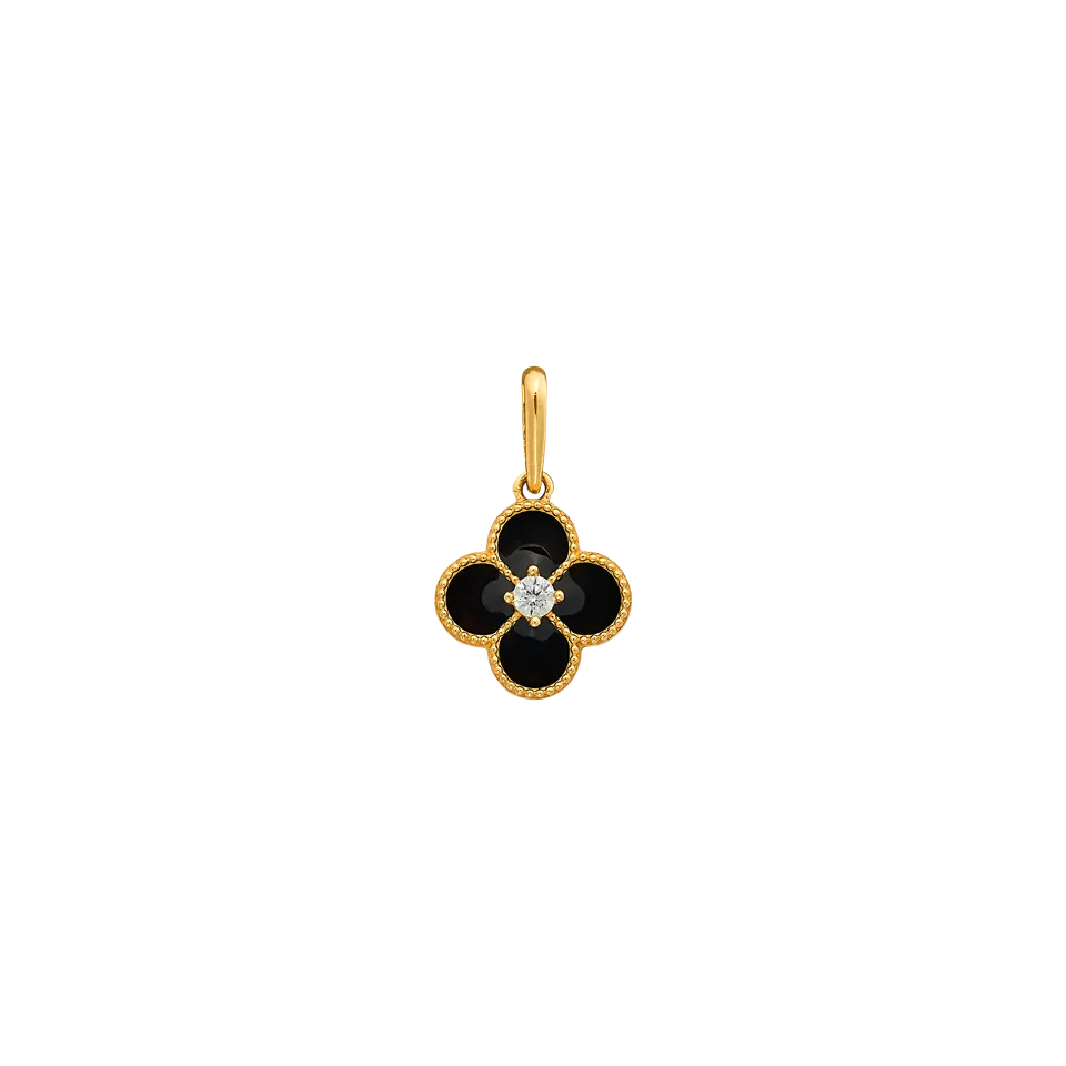 xenox-fine-clover-noir-anh-nger-585-gelbgold-mit-zirkonia image 1