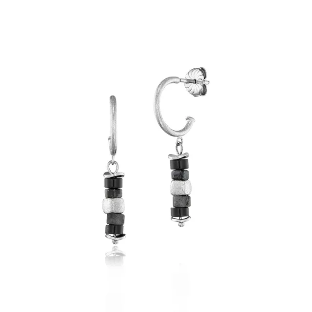 julie-julsen-loving-stones-ohrschmuck-8-schwarze-edelsteine-achat-und-labradorit image 1