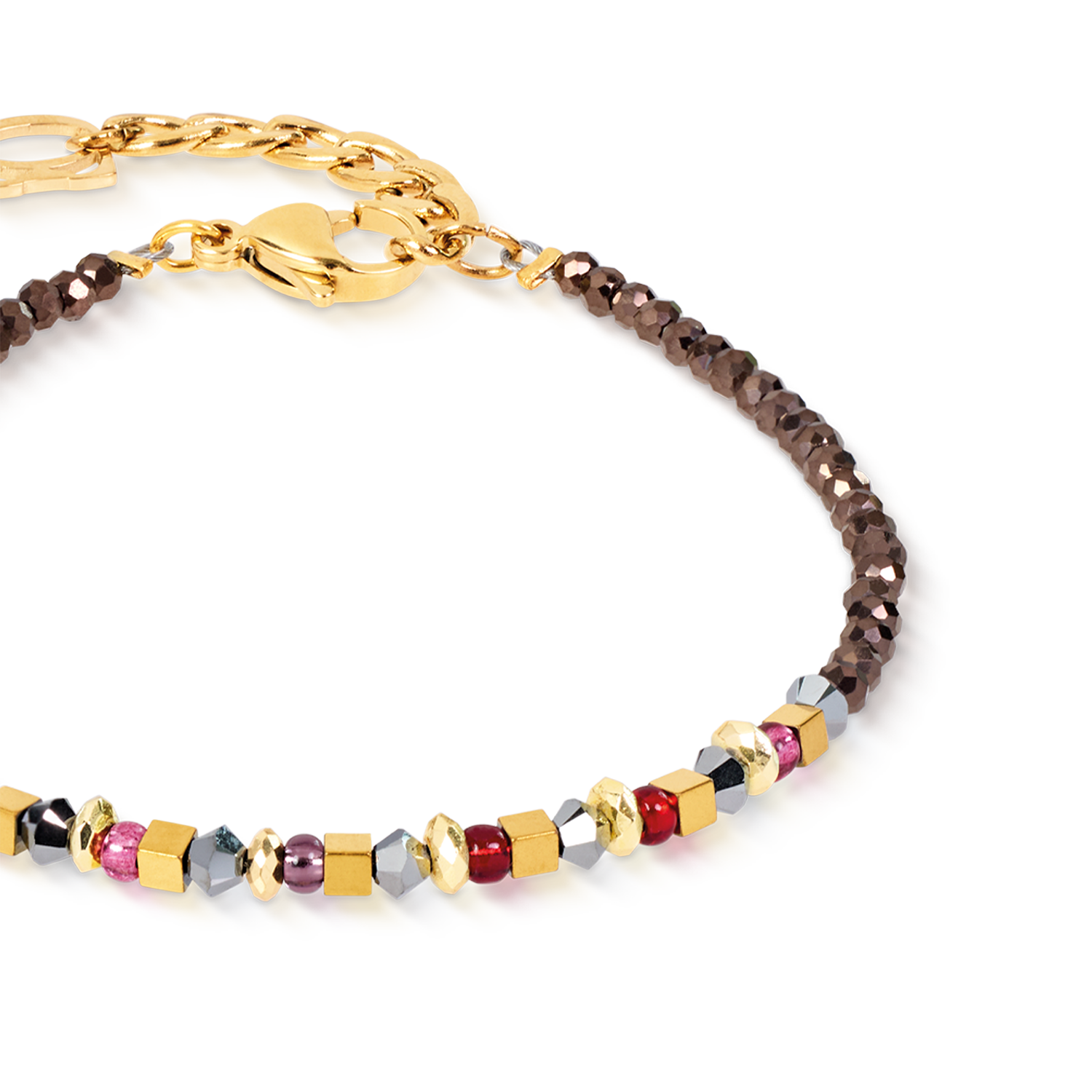 coeur-de-lion-golden-whisper-armband-braun-rot-gold-18-cm image 2