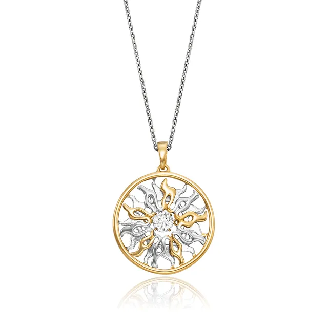 julie-julsen-dancing-stone-kette-sonne-bicolor-silber-925-vergoldet-mit-zirkonia image 1