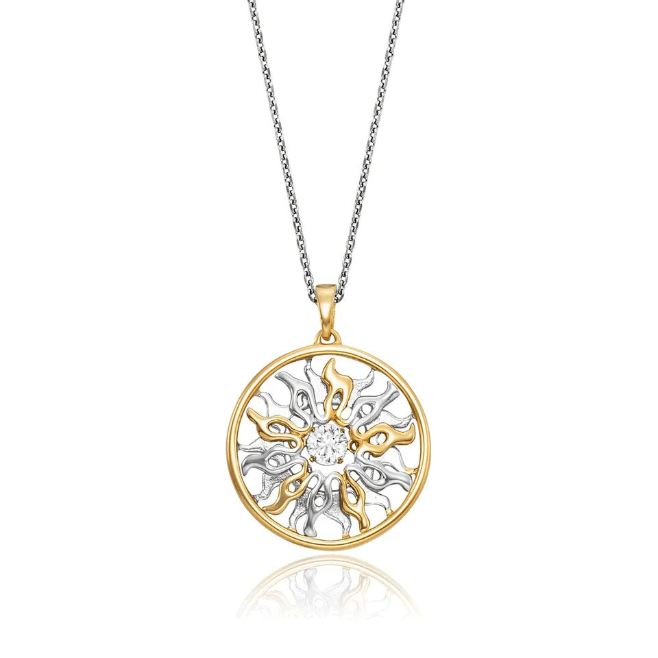 julie-julsen-dancing-stone-kette-sonne-bicolor-silber-925-vergoldet-mit-zirkonia image 1