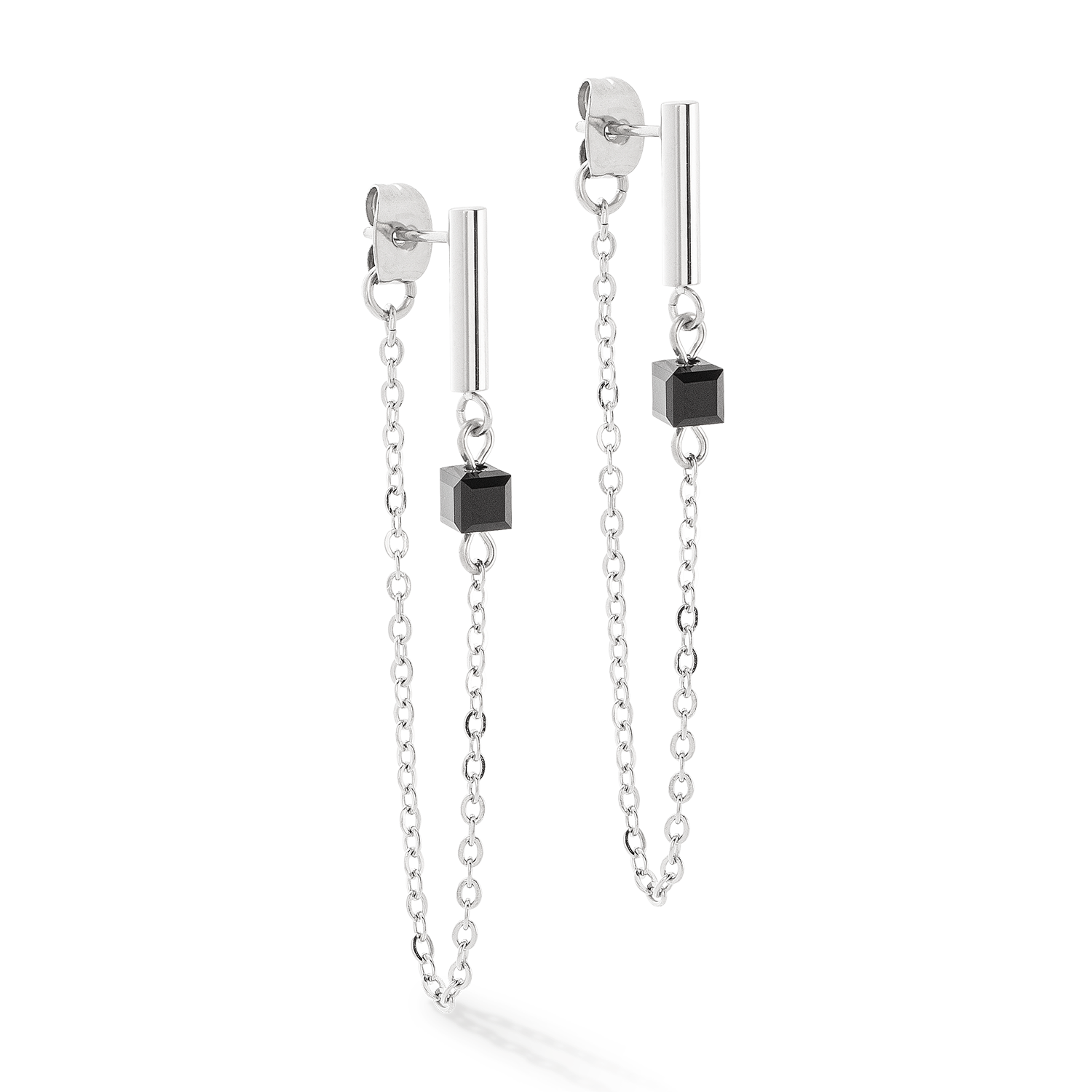 coeur-de-lion-ohrringe-mini-cubes-chain-silber-schwarz image 2