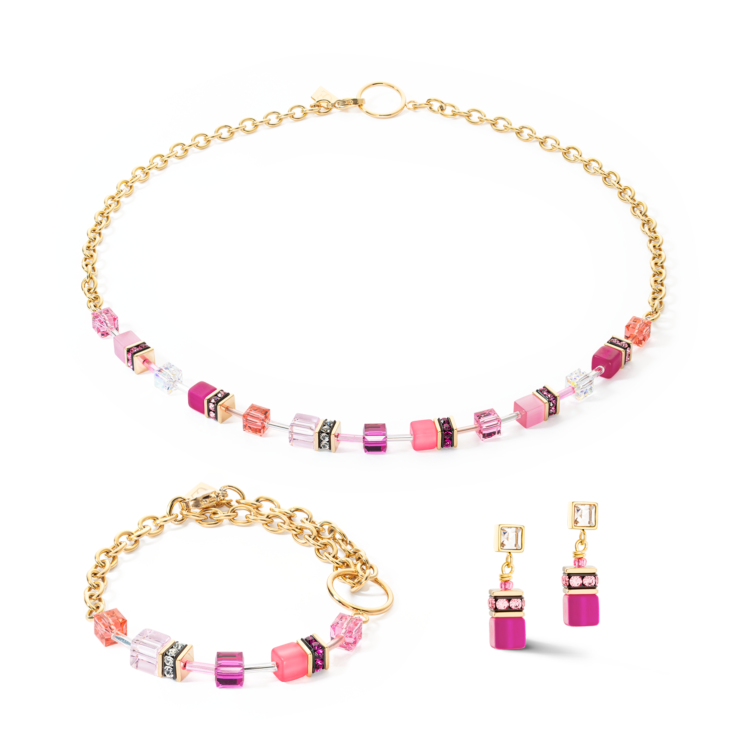 coeur-de-lion-geocube-iconic-chain-halskette-gold-magenta image 3