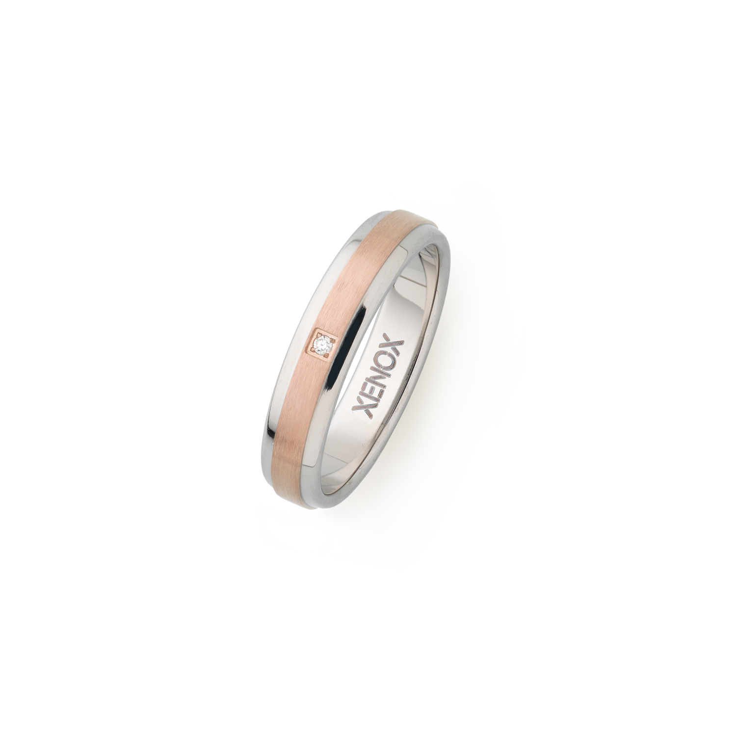 xenox-partnerring-x2545-aus-edelstahl-ros-mit-zirkonia-stein image 1