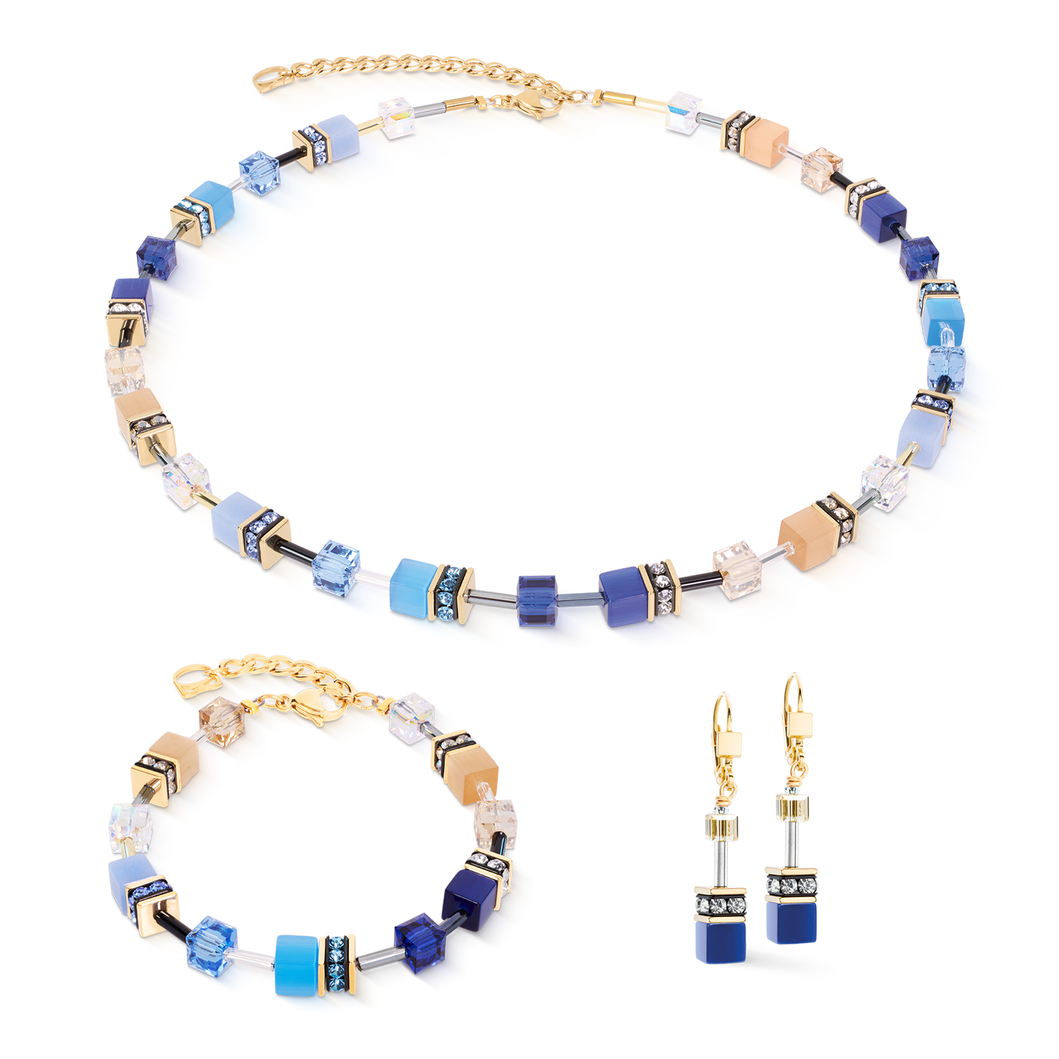coeur-de-lion-geocube-iconic-halskette-azure-glow-gold-42-6-cm image 3