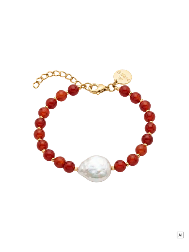 purelei-roter-achat-pearl-armband-verstellbar-16-19-cm image 1