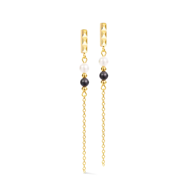 coeur-de-lion-precious-fusion-offset-slider-ohrringe-onyx-gold-7-cm image 1