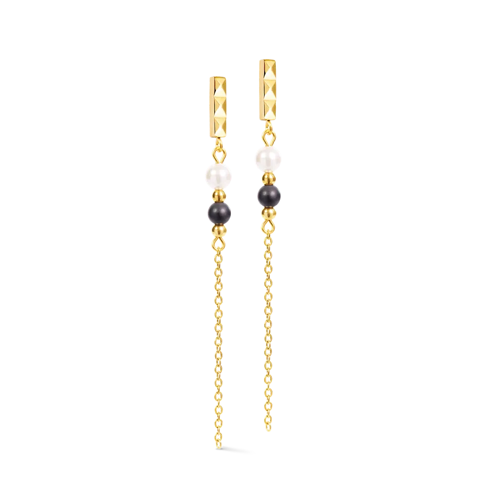 coeur-de-lion-precious-fusion-offset-slider-ohrringe-onyx-gold-7-cm image 1