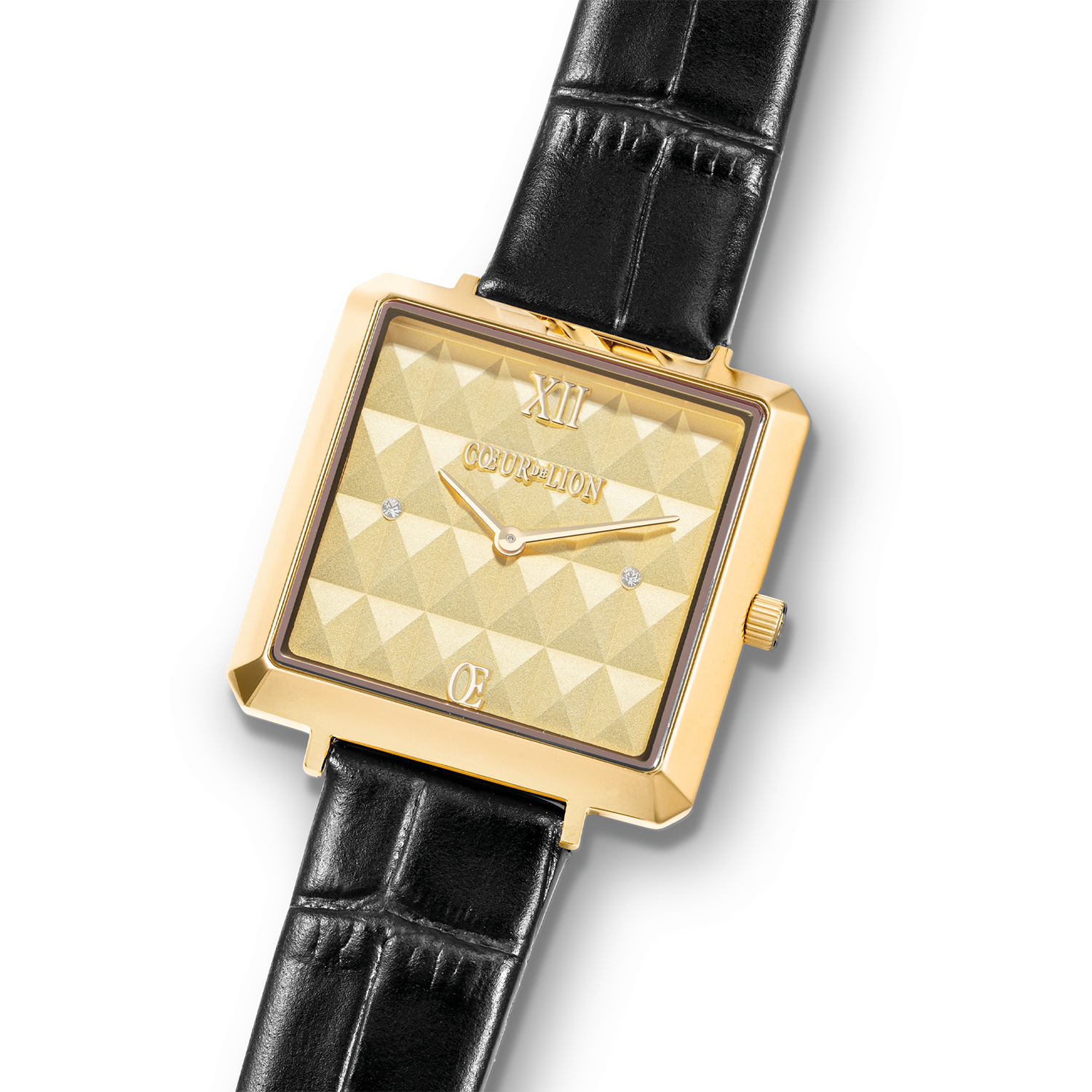 coeur-de-lion-iconic-cube-spikes-uhr-gold-leder-schwarz image 2