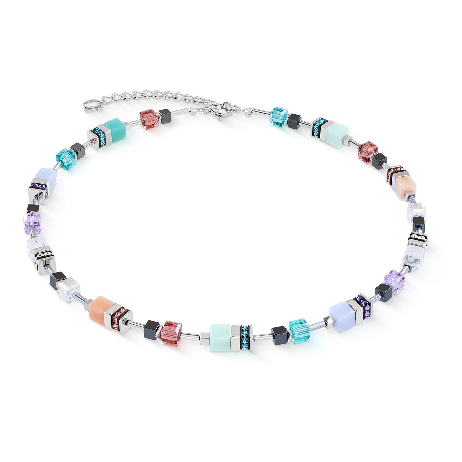 coeur-de-lion-geocube-precious-motion-halskette-sorbet-silber-multicolor-swarovs image 1