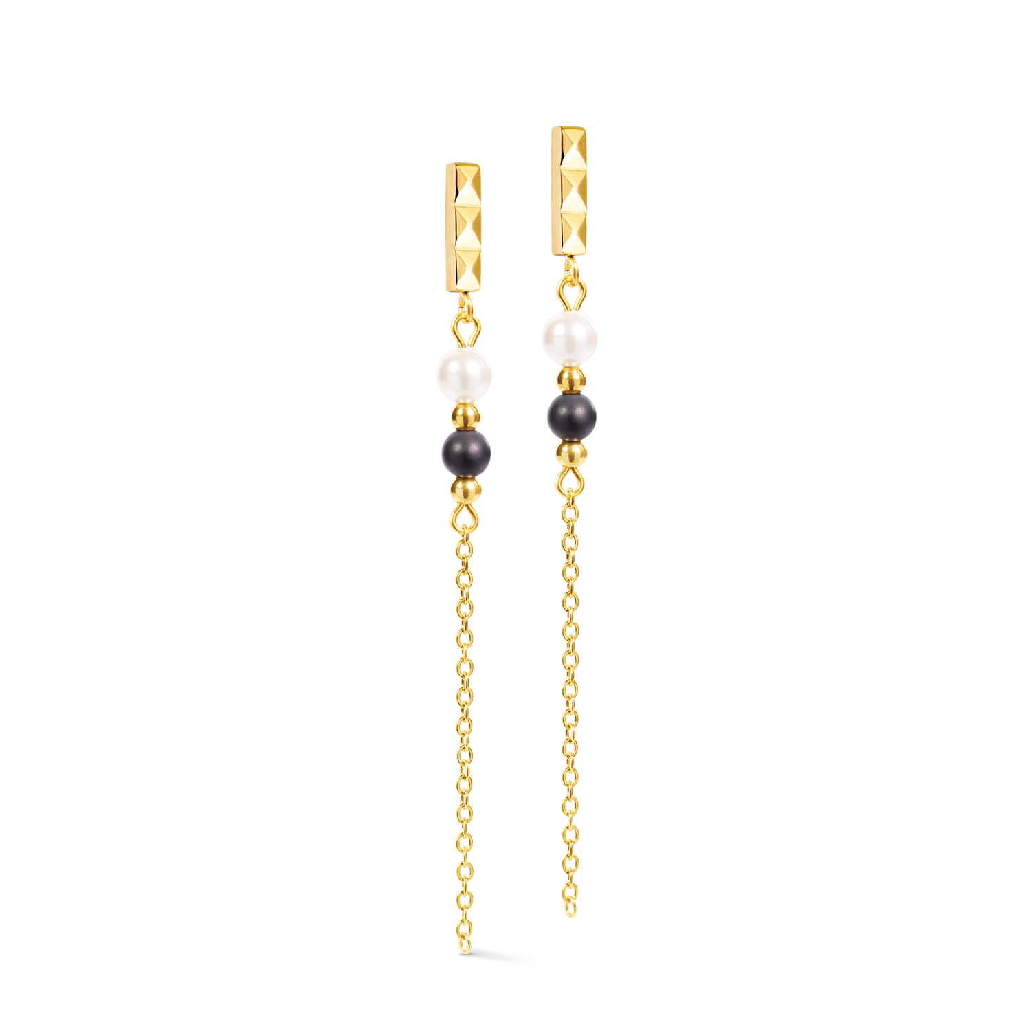 coeur-de-lion-precious-fusion-offset-slider-ohrringe-onyx-gold-7-cm image 1