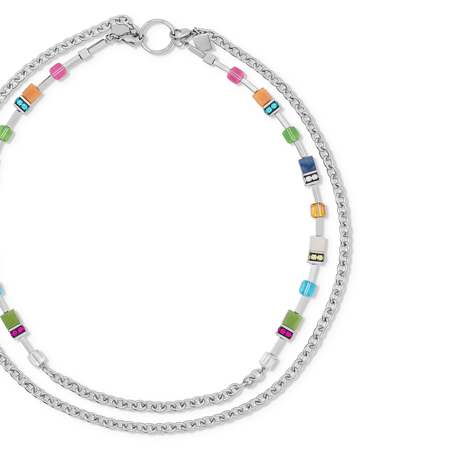 coeur-de-lion-geocube-iconic-boho-halskette-silber-multicolor-multi-wear image 2