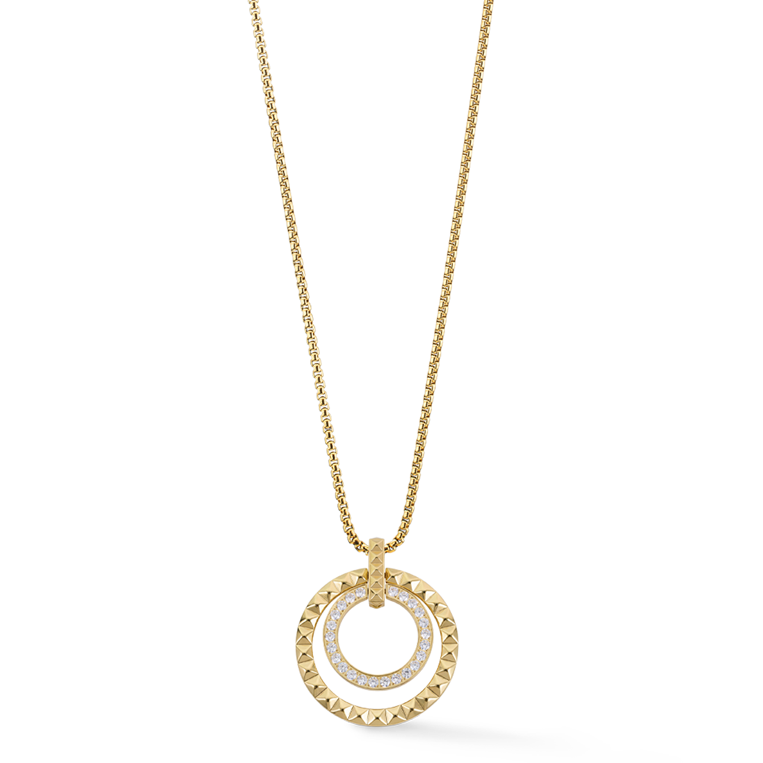 coeur-de-lion-halskette-circle-duo-crystal-gold-edelstahl-45-cm image 2